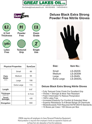 SureCare Deluxe Black 6.7mil. Nitrile Glove